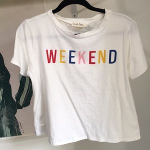 White WEEKEND Cropped Tee
